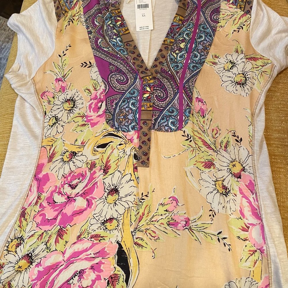 NWT Anthropologie "Tiny" Colorful XS Rayon Shirt